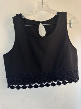 Unbranded Black Crop Top With Crochet Trim